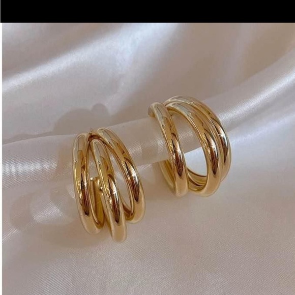 NWOT 14K Gold Plated hoops Earrings. - Picture 4 of 5